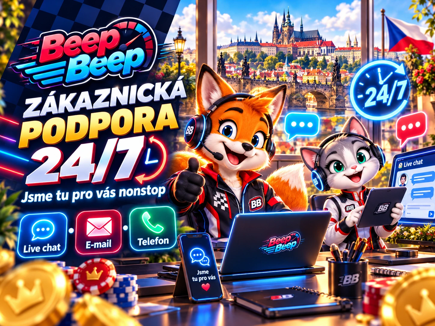 Beep Beep Casino zákaznická podpora pro účet bonusy KYC a platby
